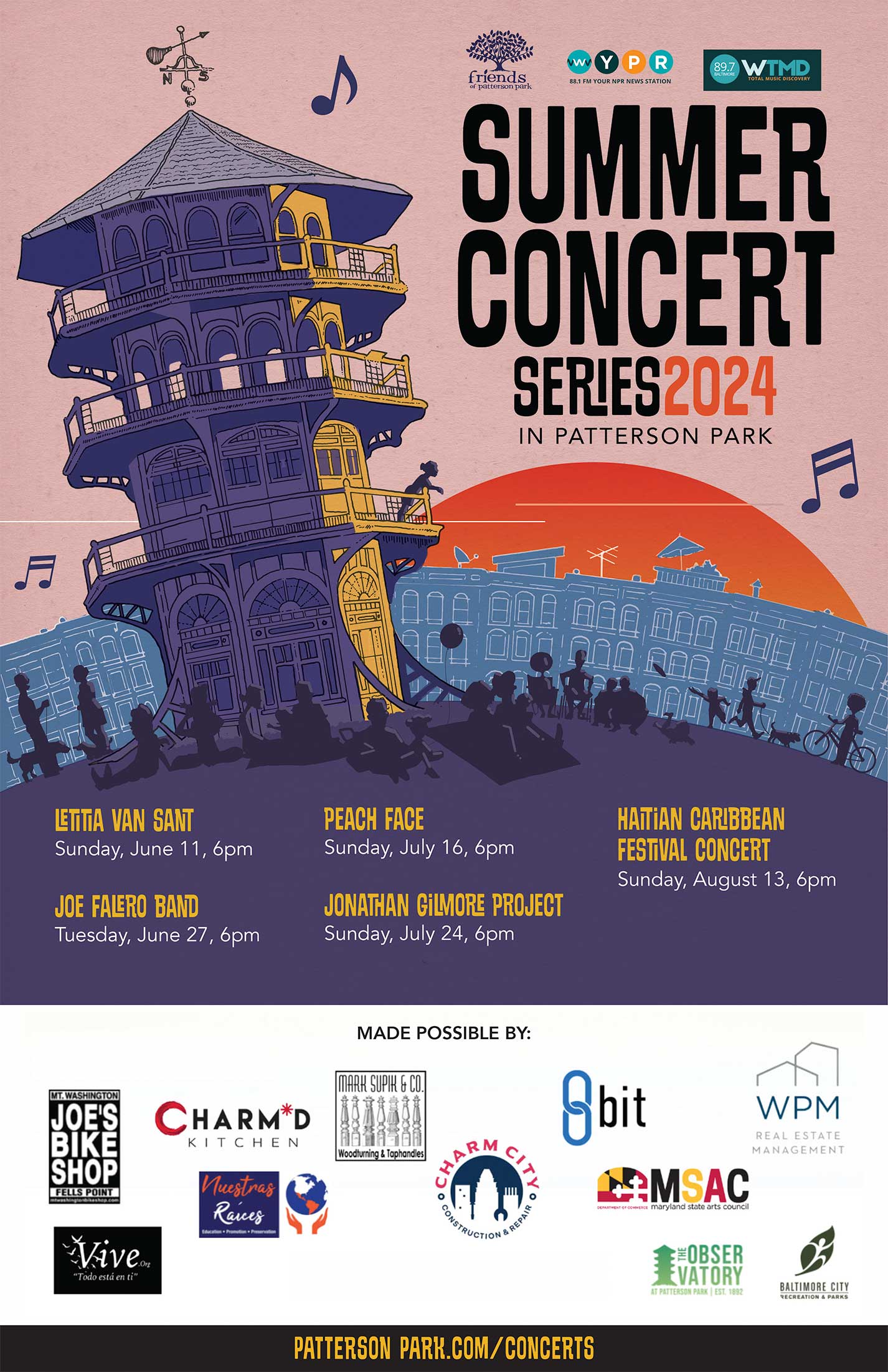 Friends of Patterson Park Summer Concert Poster 2024