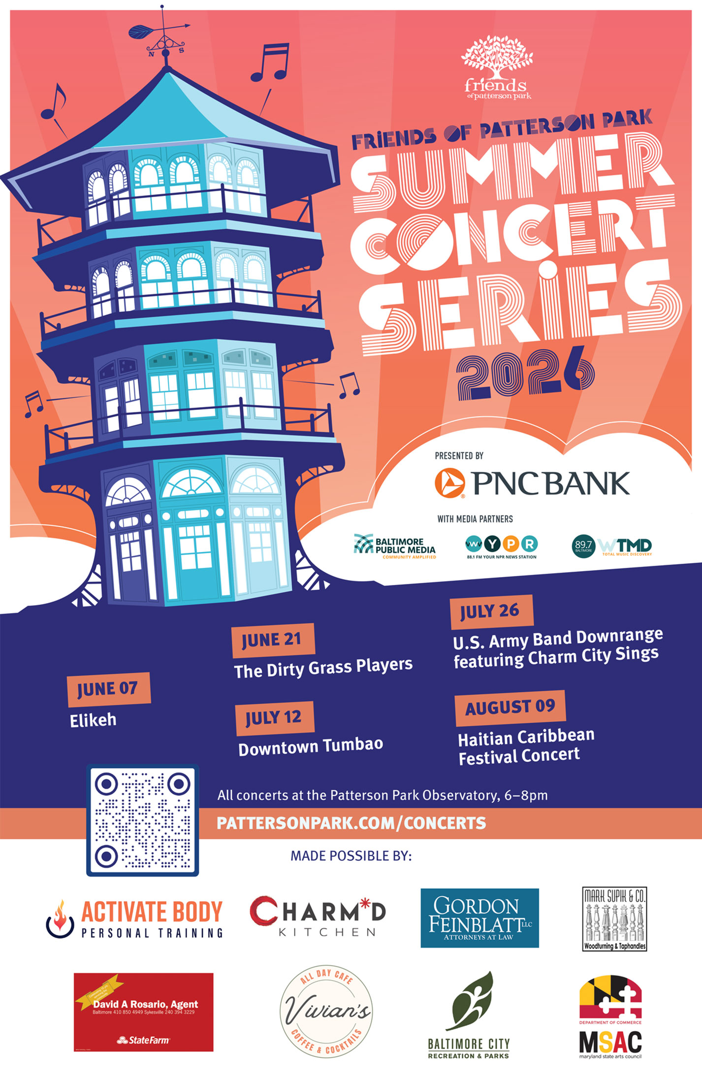 Friends of Patterson Park Summer Concert Poster 2024